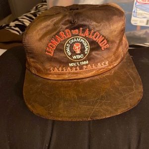 Vintage boxing collectible cap Leonard versus La lawnde world championship 1988